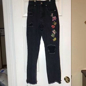 Cotton On high waisted embroidered jeans